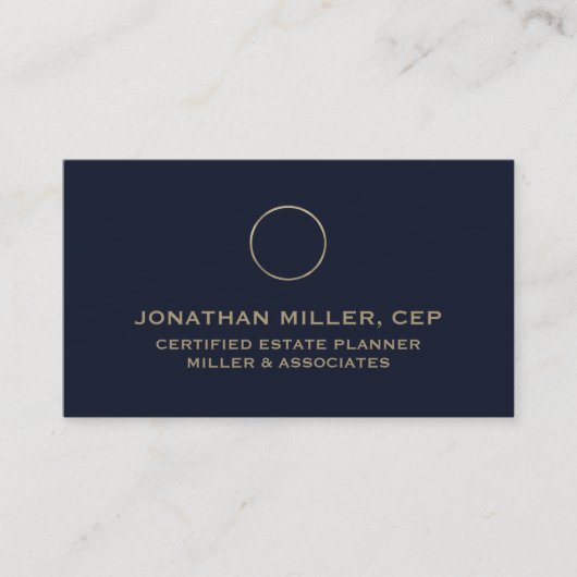 Carte De Visite Minimum Luxury Blue Gold Initial (Devant)