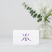 Carte De Visite Minimum professionnel K Monogramme Royal Purple (Debout devant)