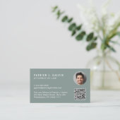 Carte De Visite Minimum professionnel QR Code photo vert (Debout devant)