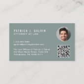 Carte De Visite Minimum professionnel QR Code photo vert (Devant)