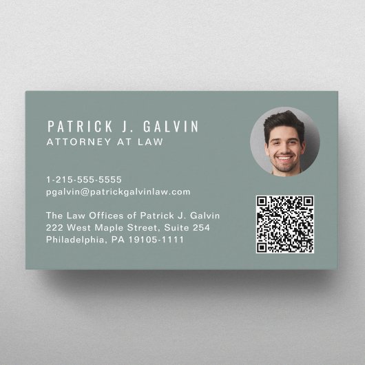 Carte De Visite Minimum professionnel QR Code photo vert