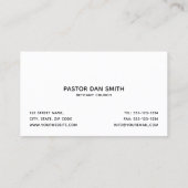 Carte De Visite Ministère noir élégant du pasteur | d'église (Dos)