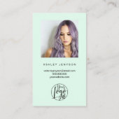 Carte De Visite Mint brossé script photo logo commander merci (Dos)