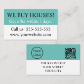 Carte De Visite Mint Green Black Immobilier Realtor Nous Achetons (Devant / Derrière)