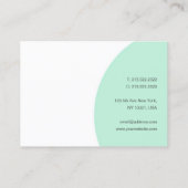 Carte De Visite Mint Green Custom Moderne Calligraphié Modèle (Dos)