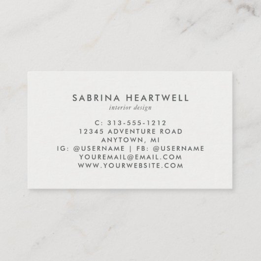 Carte De Visite Mint Green Gray Terrazzo Pattern Interior Design (Dos)