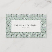 Carte De Visite Mint Green Gray Terrazzo Pattern Interior Design (Devant)
