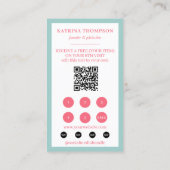 Carte De Visite Mint Green Pink Stripes Bakery Logo Loyalty Punch (Dos)