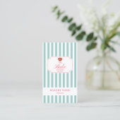 Carte De Visite Mint Green Pink Stripes Bakery Logo Loyalty Punch (Debout devant)