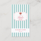 Carte De Visite Mint Green Pink Stripes Bakery Logo Loyalty Punch (Devant)
