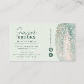 Carte De Visite Mint Green Social Media Simple Parties scintillant (Dos)
