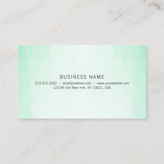 Carte De Visite Mint Green tendance Moderne Simple Modèle (Dos)