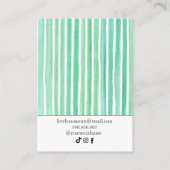 Carte De Visite Mint Green Watercolor Stripes Bracelet Display (Dos)