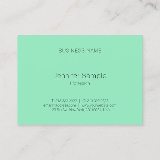 Carte De Visite Mint Green White Dots Modèle moderne Élégant (Dos)