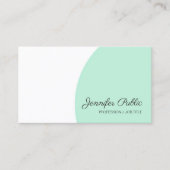 Carte De Visite Mint Green White Modern Handwriting Nom du script (Devant)
