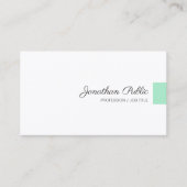 Carte De Visite Mint Green White Modern manuscrit Nom du script (Devant)
