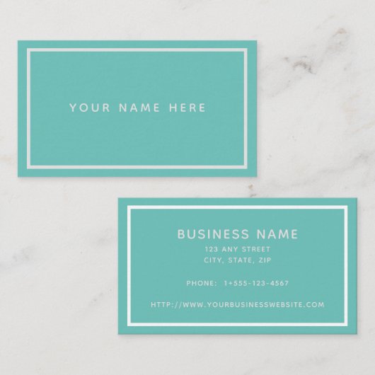 Carte De Visite Mint Vert Blanc Minimal Pastel (Devant / Derrière)