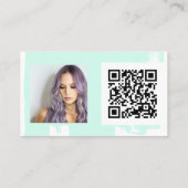Carte De Visite Mint vert brosse cheveux maquillage photo logo qr (Dos)