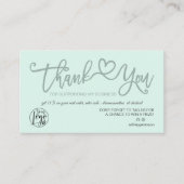 Carte De Visite Mint vert coeur photo logo commander merci (Devant)