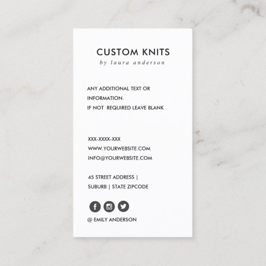 CARTE DE VISITE MINT VERT MARINE TRICOT GREC WOOL YARN BALL (Dos)