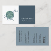 CARTE DE VISITE MINT VERT MARINE TRICOT GREC WOOL YARN BALL (Devant / Derrière)