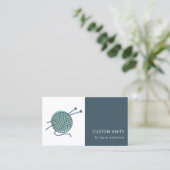 CARTE DE VISITE MINT VERT MARINE TRICOT GREC WOOL YARN BALL (Debout devant)