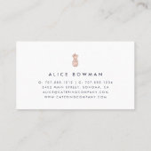 Carte De Visite Minuit Blue & Faux Rose Gold Ananas (Dos)