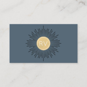 Carte De Visite Minuit Blue Gold Monogramme Halo