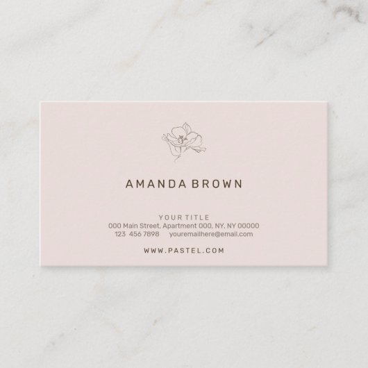Carte De Visite Minuscule Fleur Minimal Rose (Devant)