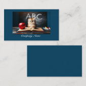 Carte De Visite Minuscule Kitten à l'école (bleu) (Devant / Derrière)
