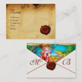 Carte De Visite MIRANDOLINA ROUGE SEAL Parchemin crème Monogramme (Devant / Derrière)