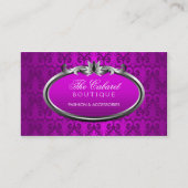 Carte De Visite Miroitement argenté pourpre de damassé élégante (Devant)