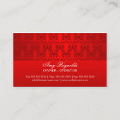 Carte De Visite Miroitement argenté rouge de damassé élégante (Dos)