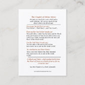 Carte De Visite Miséricorde divine de Jésus Chaplet Sainte Faustin (Dos)