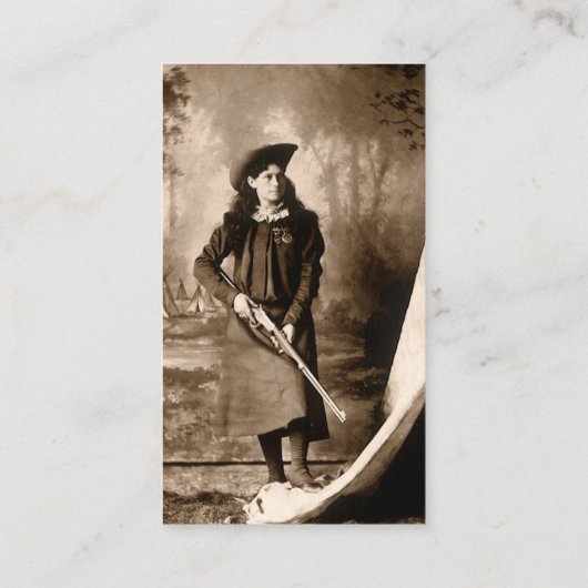 Carte De Visite Miss Annie Oakley avec pistolet, Portrait photo Vi (Dos)