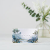 Carte De Visite Misty Forest River Gold and Blue Landcape (Debout devant)