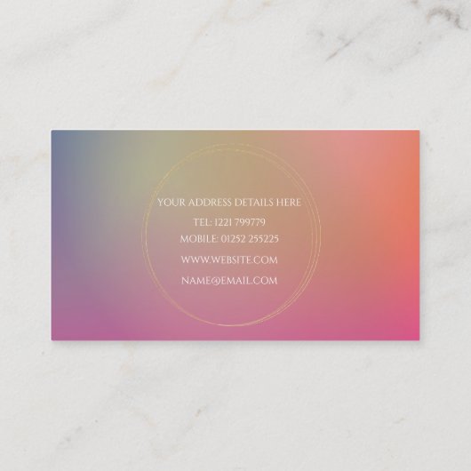 Carte De Visite Misty Sunset Rose Gold Gradient (Dos)