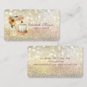 Carte De Visite Mixage d'aquarelle Sunflowers Bokeh Bakery