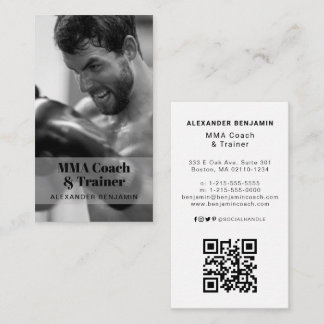 Carte De Visite MIXED MARTIAL ART Coach & Trainer Photo QR Code Ca
