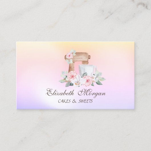 Carte De Visite Mixer Fleurs Boulangerie Holographique (Devant)