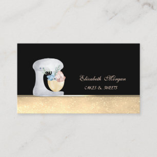 Carte De Visite Mixer Fleurs Or Boulangerie Sucrée