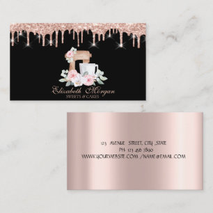 Carte De Visite Mixer Fleurs Rose Gold Drives Boulangerie