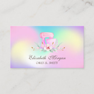 Carte De Visite Mixer Fleurs Sucreries Boulangerie Holographique