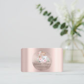 Carte De Visite Mixer Flowers Rose Gold Circle (Debout devant)