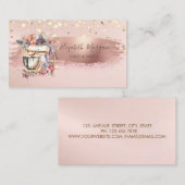 Carte De Visite Mixeur Floral, Confetti Or, Brosse (Devant / Derrière)