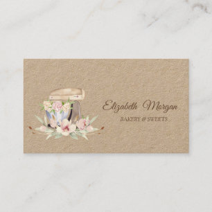 Carte De Visite Mixeur Rétro Gâteaux Fleurs Boulangerie