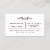 Carte De Visite Mixologue Bartender Événements Cocktails (Dos)