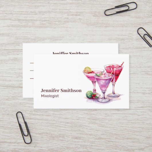 Carte De Visite Mixologue Bartender Événements Cocktails (Devant/Arrière en situation)