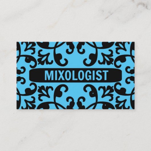 Carte de visite Mixologue Blue Damask (Devant)