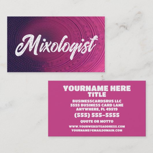 Carte De Visite Mixologue coloré (Devant / Derrière)